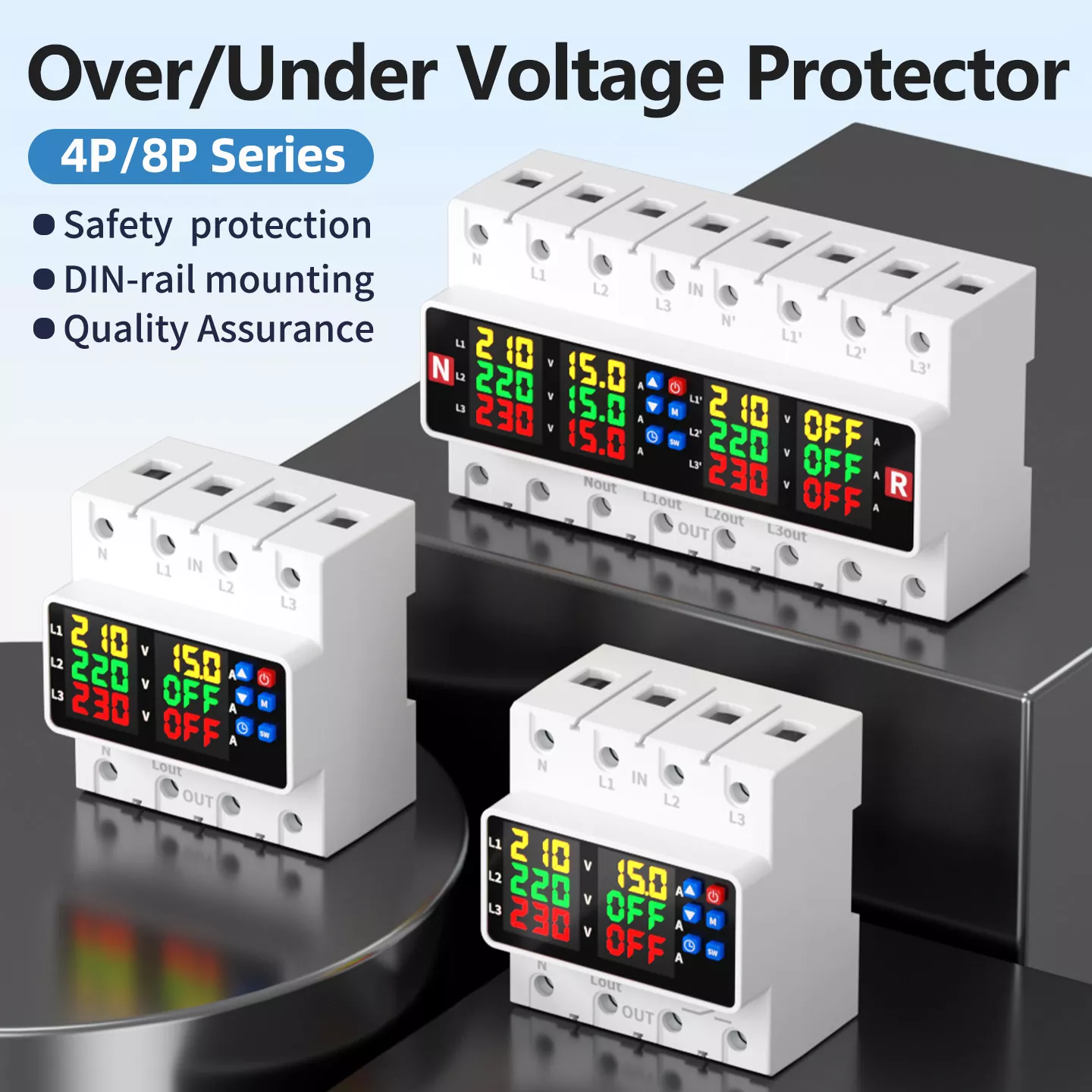 Protector de sobre y bajo voltaje 4P/8P