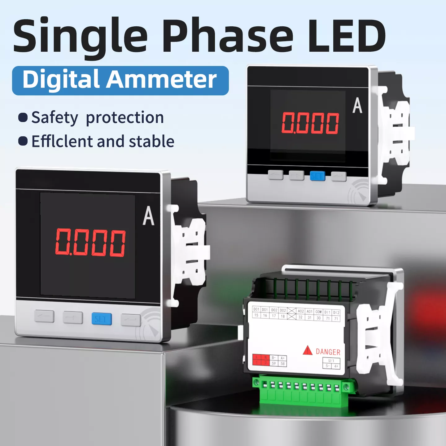 Amperímetro digital LED monofásico