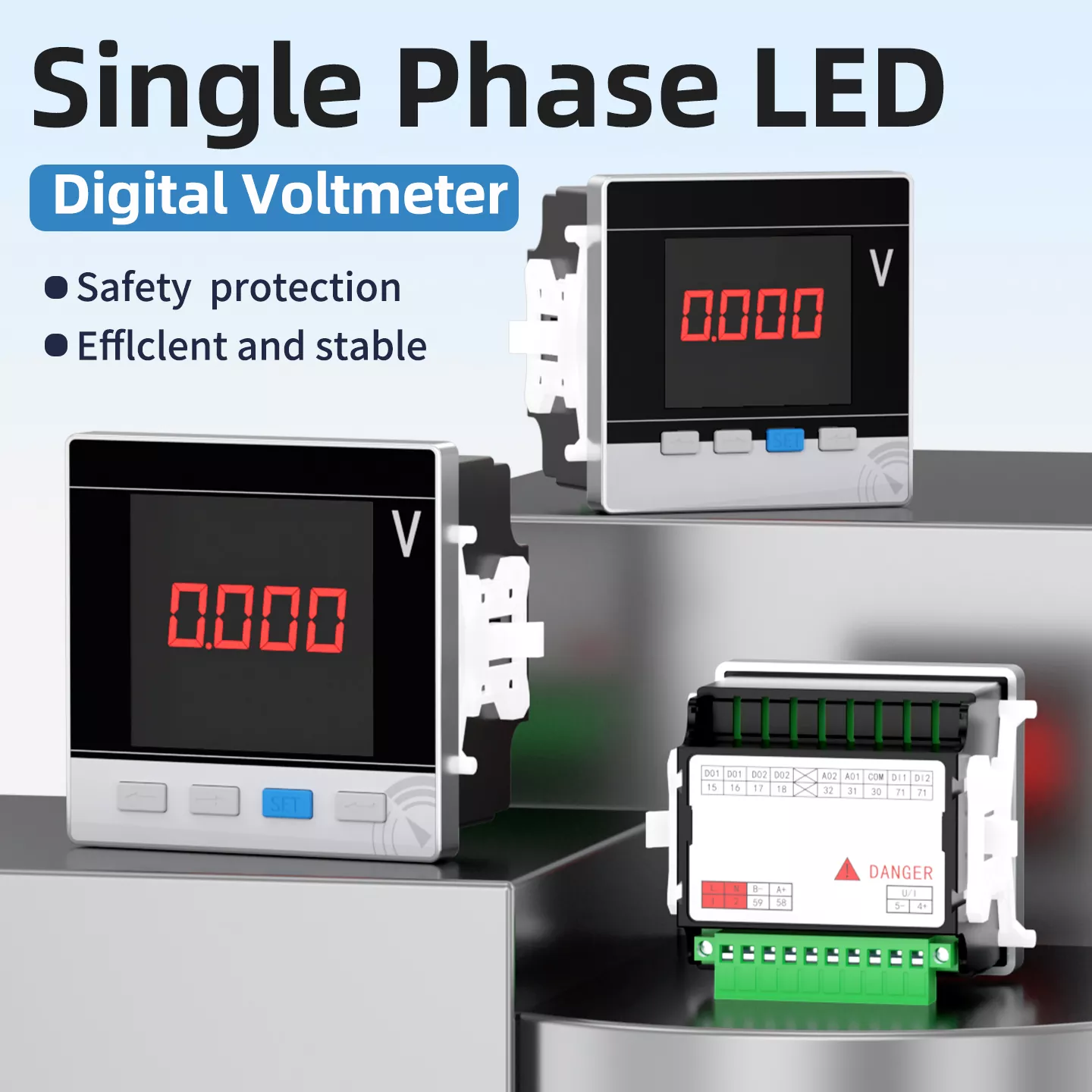 Voltímetro digital LED monofásico