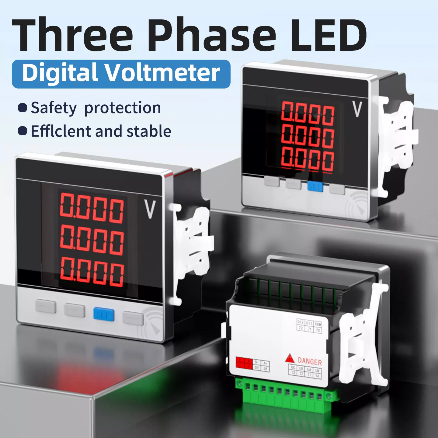 Voltímetro digital LED trifásico